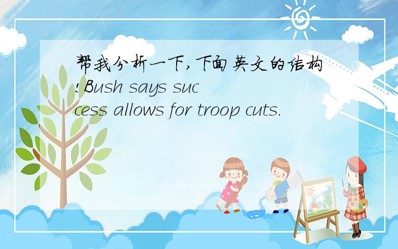 帮我分析一下,下面英文的结构!Bush says success allows for troop cuts.