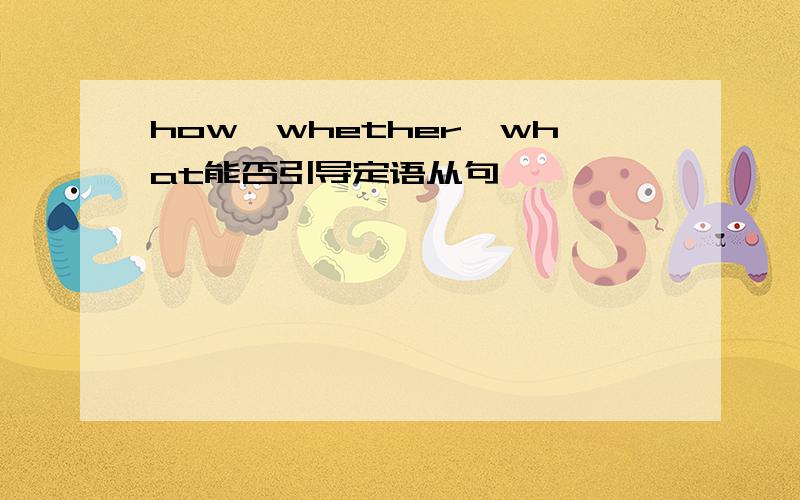 how,whether,what能否引导定语从句