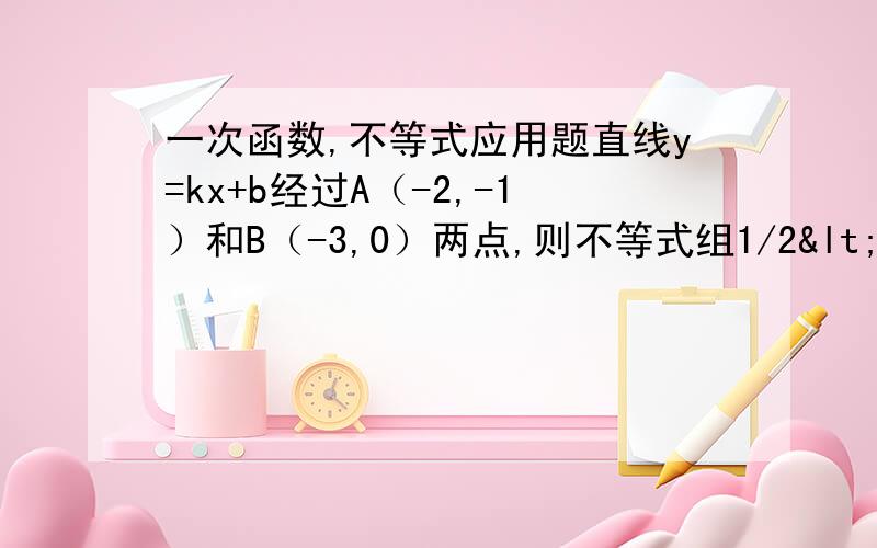 一次函数,不等式应用题直线y=kx+b经过A（-2,-1）和B（-3,0）两点,则不等式组1/2<kx+b<0的解集