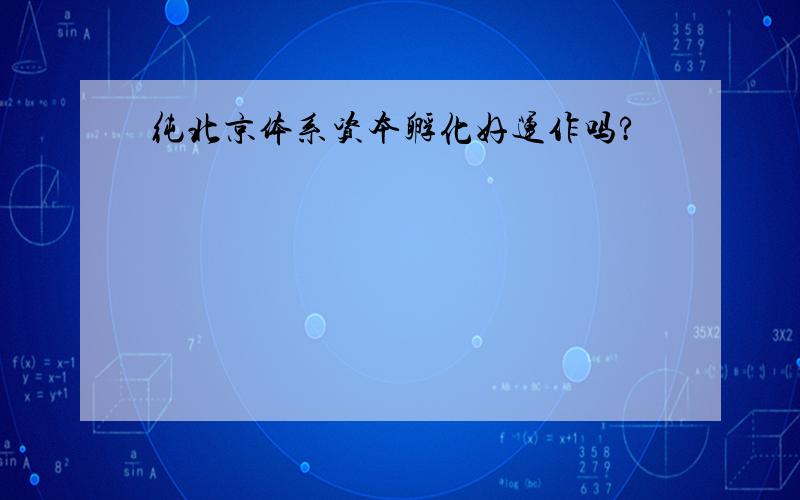 纯北京体系资本孵化好运作吗?