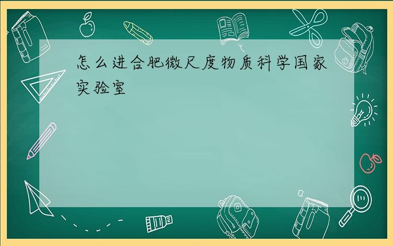 怎么进合肥微尺度物质科学国家实验室