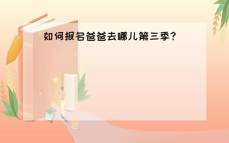 如何报名爸爸去哪儿第三季?