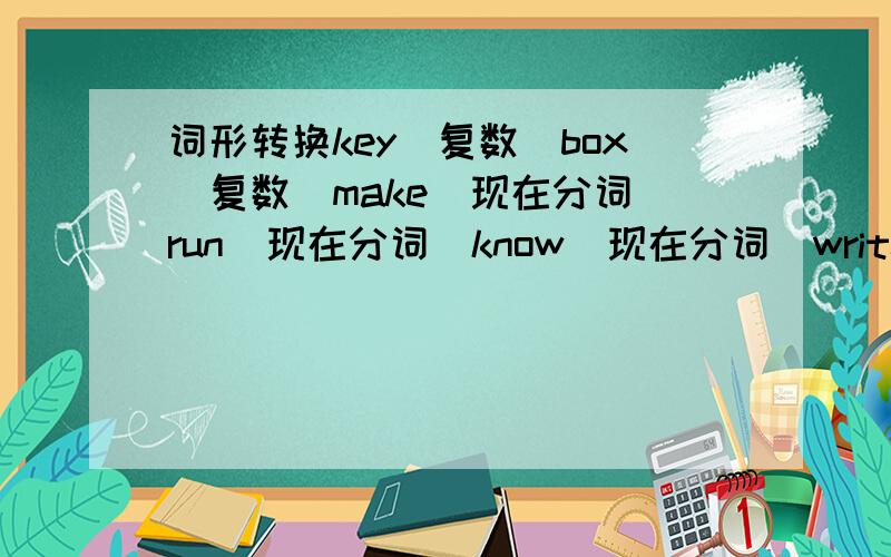 词形转换key(复数）box（复数）make（现在分词）run（现在分词）know（现在分词）write（现在分词）left（对应词）white（反义词）写出复数形式！vase photo box butterfly watch tomato foot chlid猜一猜Very