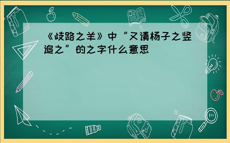 《歧路之羊》中“又请杨子之竖追之”的之字什么意思