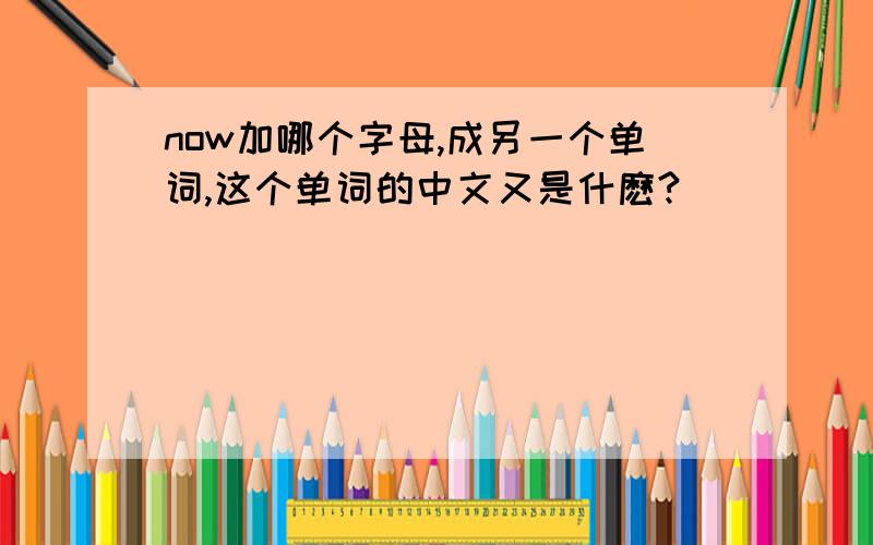 now加哪个字母,成另一个单词,这个单词的中文又是什麽?