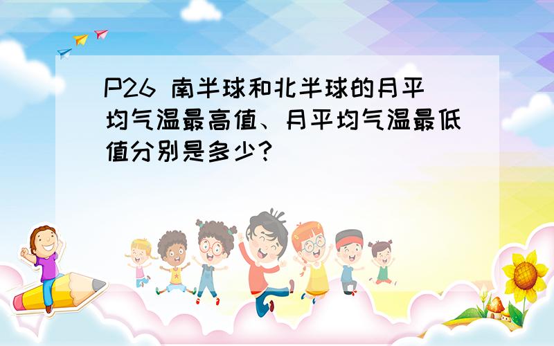 P26 南半球和北半球的月平均气温最高值、月平均气温最低值分别是多少?