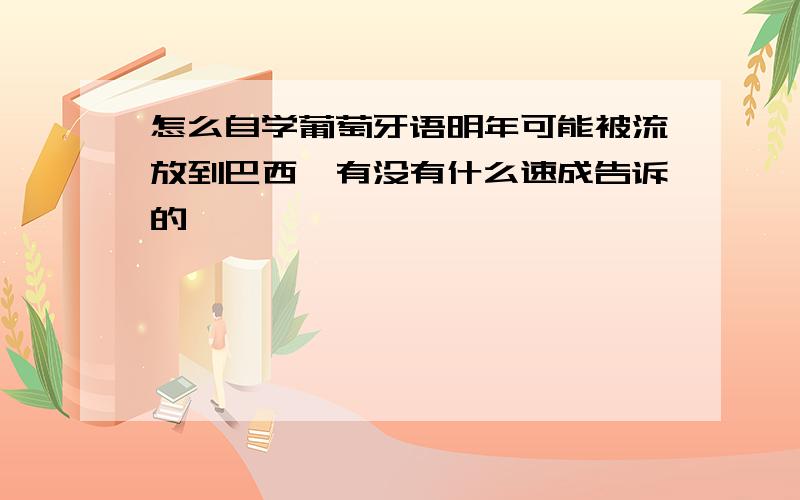 怎么自学葡萄牙语明年可能被流放到巴西,有没有什么速成告诉的