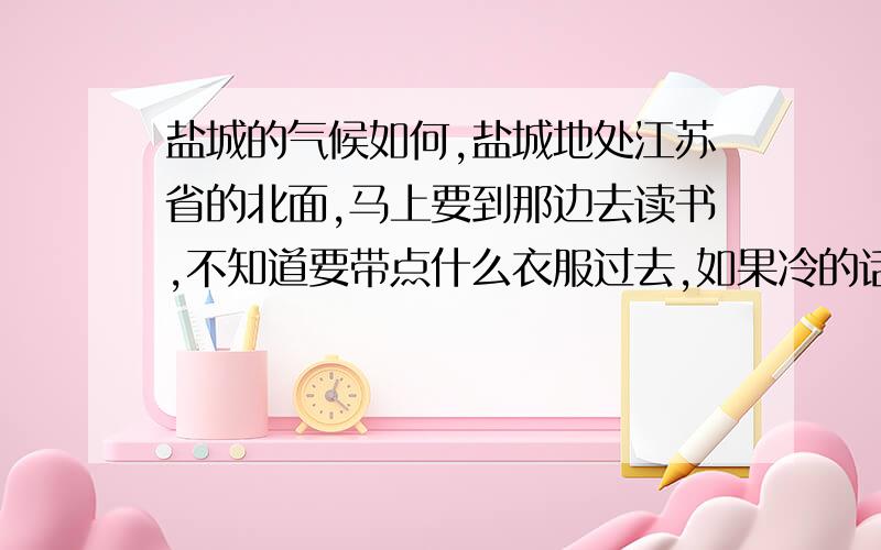 盐城的气候如何,盐城地处江苏省的北面,马上要到那边去读书,不知道要带点什么衣服过去,如果冷的话,现在那边的温度是多少啊,冬天时候的最低温度是多少啊,会经常下雨吗.