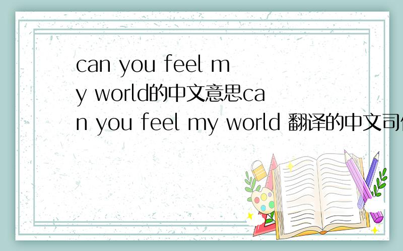 can you feel my world的中文意思can you feel my world 翻译的中文司仪是什么?