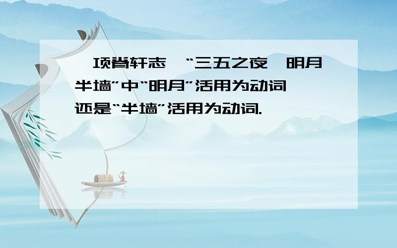 《项脊轩志》“三五之夜,明月半墙”中“明月”活用为动词,还是“半墙”活用为动词.