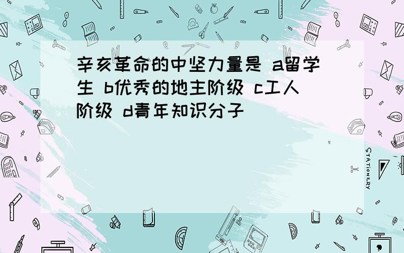 辛亥革命的中坚力量是 a留学生 b优秀的地主阶级 c工人阶级 d青年知识分子