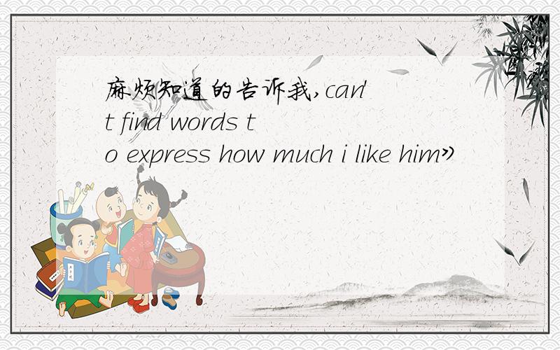 麻烦知道的告诉我,can' t find words to express how much i like him》