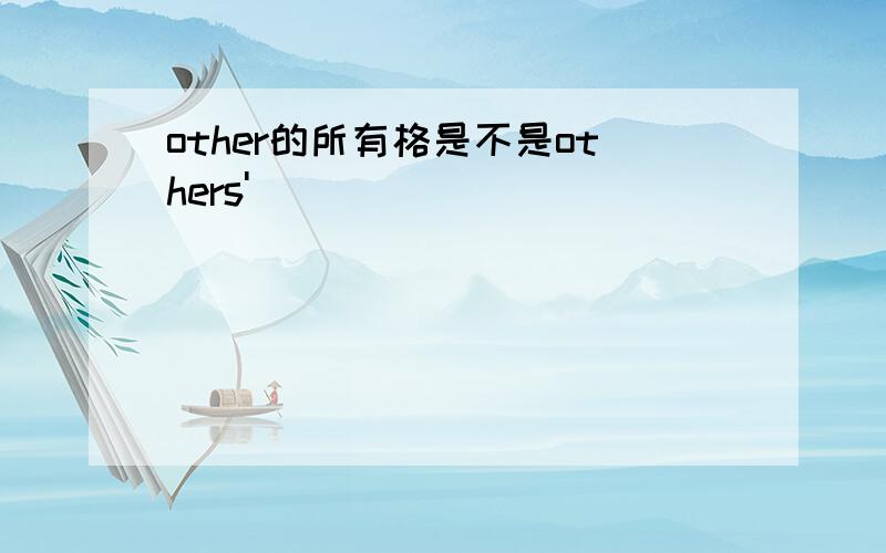 other的所有格是不是others'