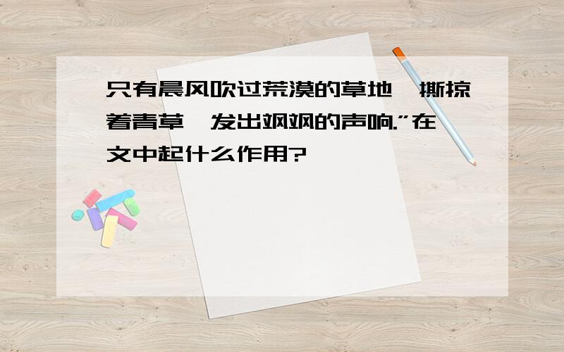 只有晨风吹过荒漠的草地,撕掠着青草,发出飒飒的声响.”在文中起什么作用?