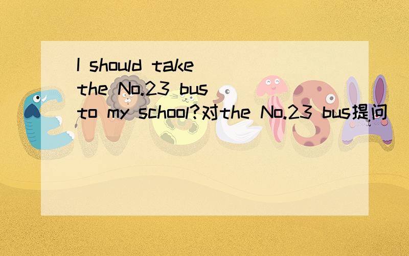 I should take the No.23 bus to my school?对the No.23 bus提问