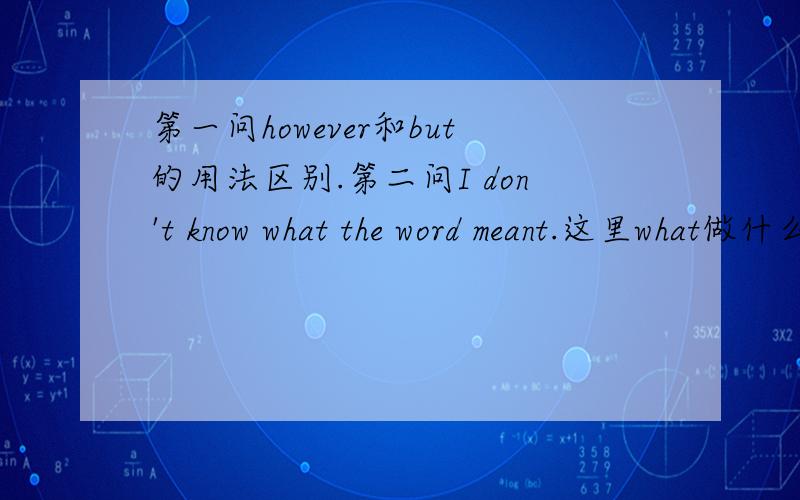 第一问however和but的用法区别.第二问I don't know what the word meant.这里what做什么成分