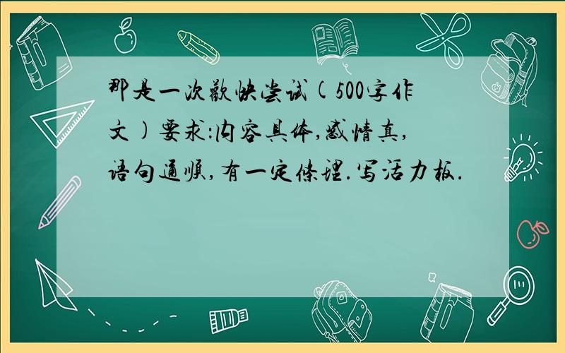 那是一次欢快尝试(500字作文)要求：内容具体,感情真,语句通顺,有一定条理.写活力板.