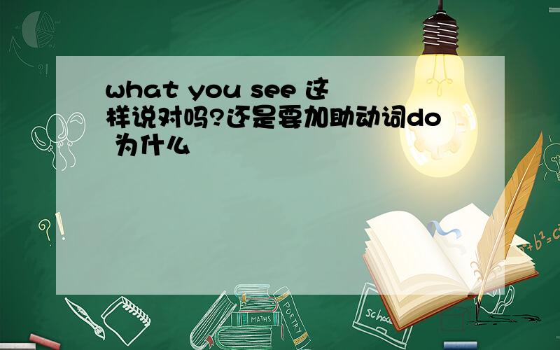 what you see 这样说对吗?还是要加助动词do 为什么