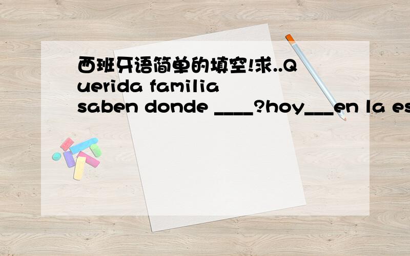 西班牙语简单的填空!求..Querida familiasaben donde ____?hoy___en la estatua de la Libertad con sofia y su amigo.Su amiago se llama Raul._____ de Nueva York tambien.______ may simpatico.Tambien _____muy guapo.¡ _____ muy bien y muy cvnte