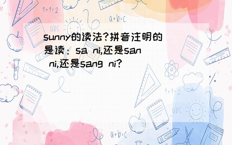 sunny的读法?拼音注明的是读：sa ni,还是san ni,还是sang ni?