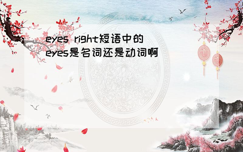 eyes right短语中的eyes是名词还是动词啊