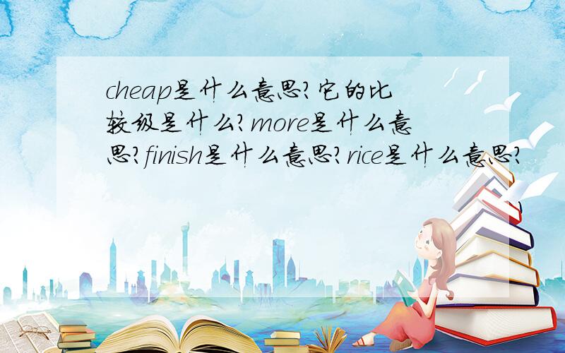 cheap是什么意思?它的比较级是什么?more是什么意思?finish是什么意思?rice是什么意思?