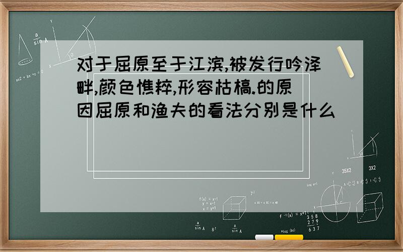 对于屈原至于江滨,被发行吟泽畔,颜色憔粹,形容枯槁.的原因屈原和渔夫的看法分别是什么