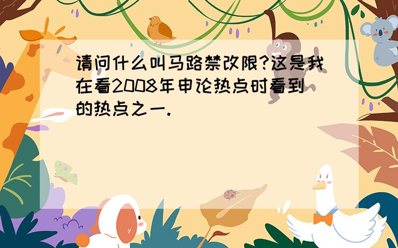 请问什么叫马路禁改限?这是我在看2008年申论热点时看到的热点之一.