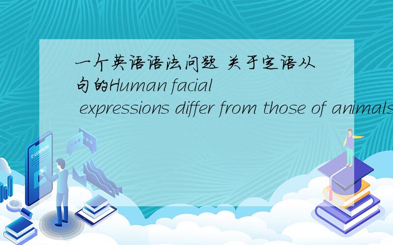 一个英语语法问题 关于定语从句的Human facial expressions differ from those of animals in the degree to which they can be controlled on purpose.为什么用to which.还有整句话怎么翻译.