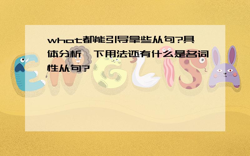 what都能引导拿些从句?具体分析一下用法还有什么是名词性从句?