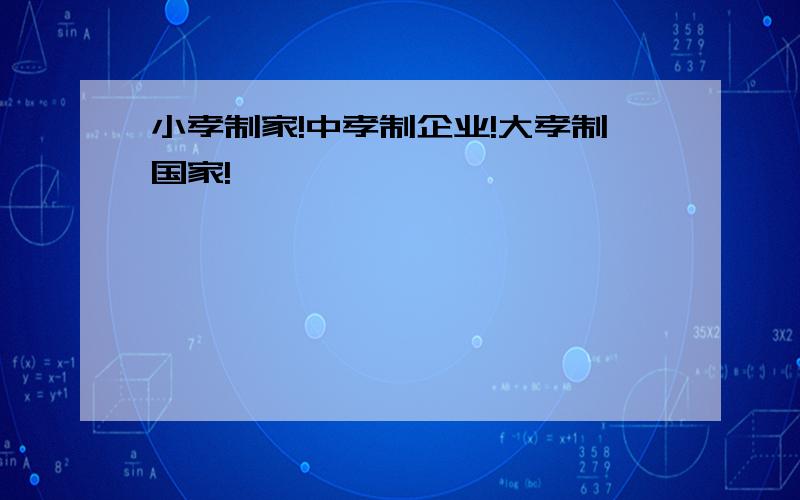 小孝制家!中孝制企业!大孝制国家!