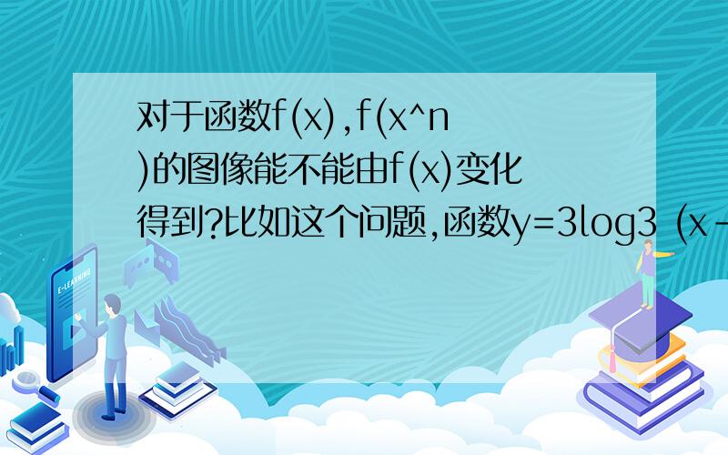 对于函数f(x),f(x^n)的图像能不能由f(x)变化得到?比如这个问题,函数y=3log3 (x-1)可以变成y=log3 (x-1)^3.这个函数的图像怎么画?