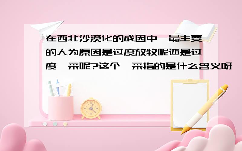 在西北沙漠化的成因中,最主要的人为原因是过度放牧呢还是过度樵采呢?这个樵采指的是什么含义呀