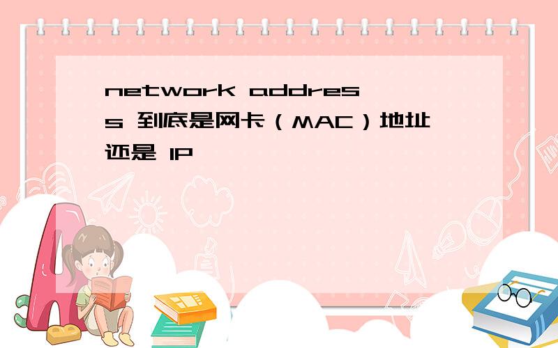 network address 到底是网卡（MAC）地址还是 IP