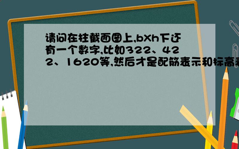 请问在柱截面图上,bXh下还有一个数字,比如322、422、1620等,然后才是配筋表示和标高表示,这些数字什么