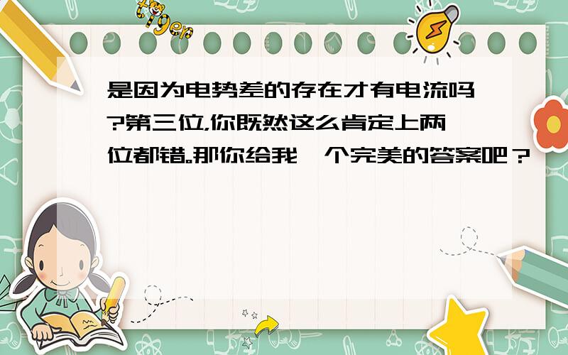 是因为电势差的存在才有电流吗?第三位，你既然这么肯定上两位都错。那你给我一个完美的答案吧？