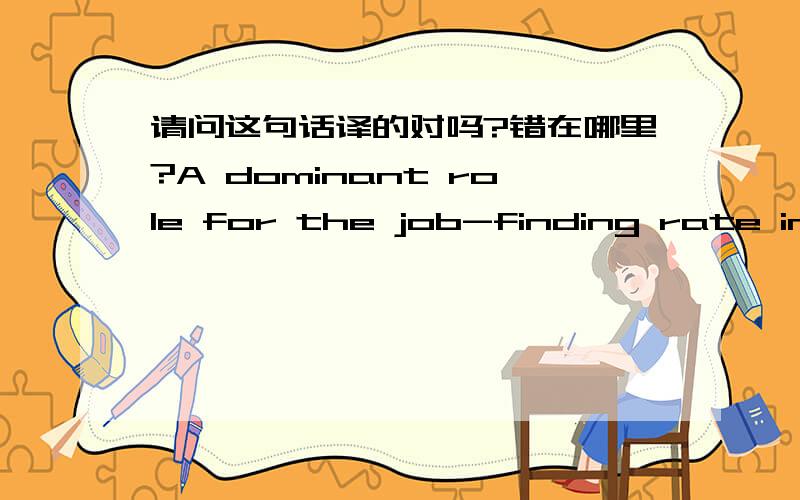 请问这句话译的对吗?错在哪里?A dominant role for the job-finding rate in accounting for unemployment movements in mild downturns and a bigger role for the job-loss rate in severe downturns reflect distinct micro relations for hires and la