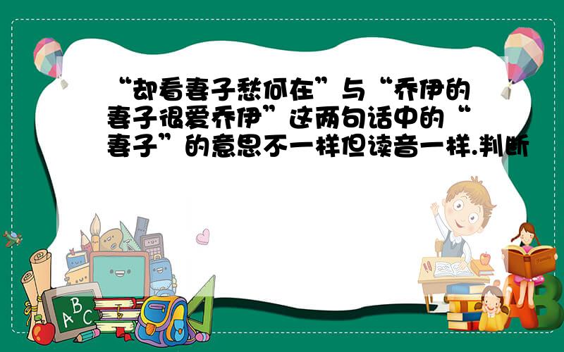 “却看妻子愁何在”与“乔伊的妻子很爱乔伊”这两句话中的“妻子”的意思不一样但读音一样.判断