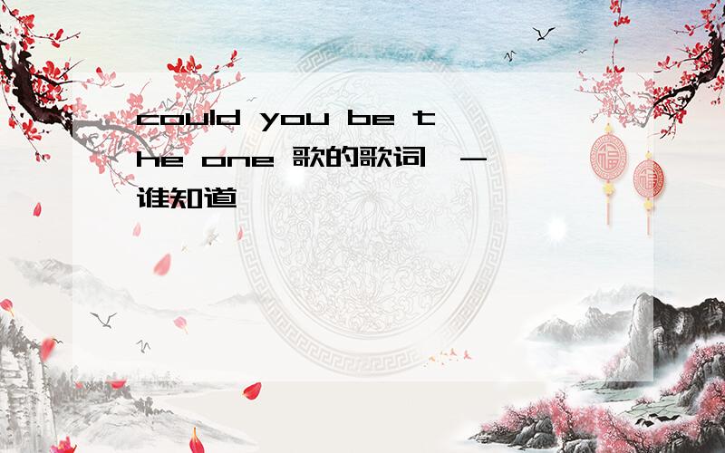 could you be the one 歌的歌词,- 谁知道,