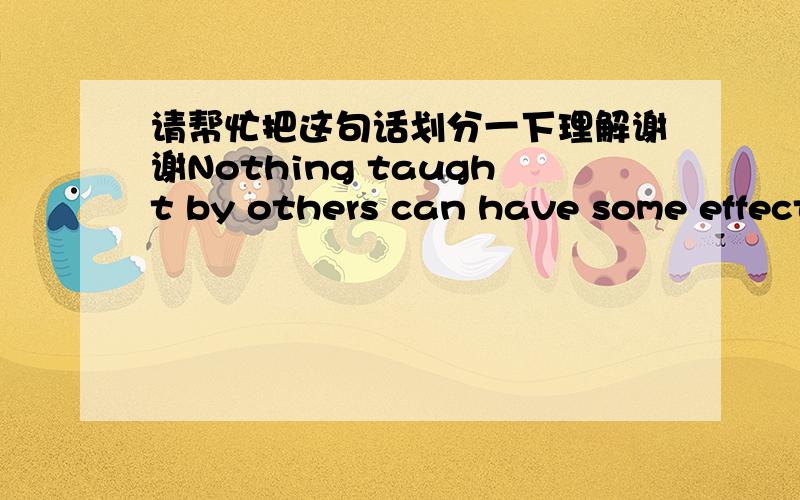 请帮忙把这句话划分一下理解谢谢Nothing taught by others can have some effect on you as that learn请帮忙把这句话划分一下理解谢谢Nothing taught by others can have some effect on you as that learned by yourself