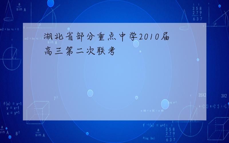 湖北省部分重点中学2010届高三第二次联考