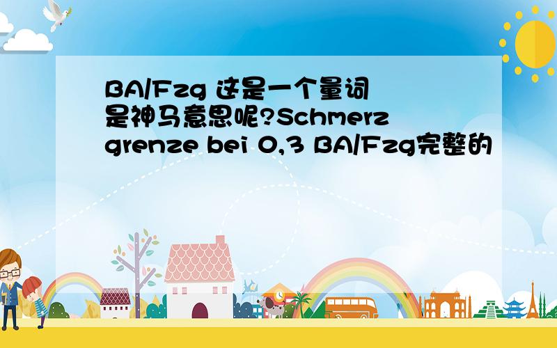 BA/Fzg 这是一个量词 是神马意思呢?Schmerzgrenze bei 0,3 BA/Fzg完整的