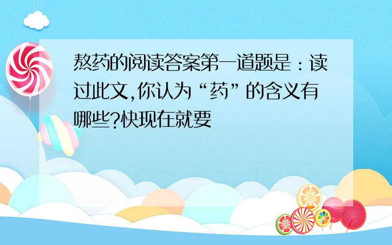 熬药的阅读答案第一道题是：读过此文,你认为“药”的含义有哪些?快现在就要