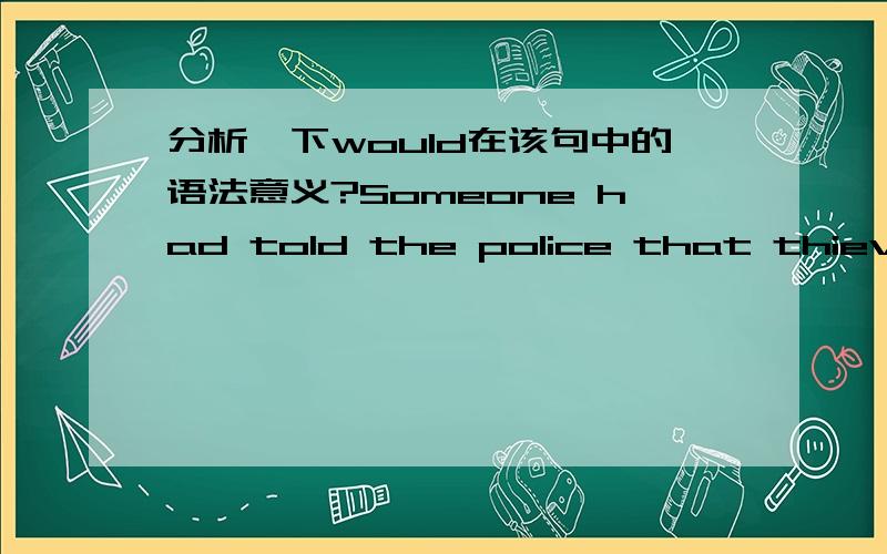 分析一下would在该句中的语法意义?Someone had told the police that thieves would try to steal the diamonds?  个为能不能带我分析下would 在句中的语法意义,是时态呢还是什么的用法?