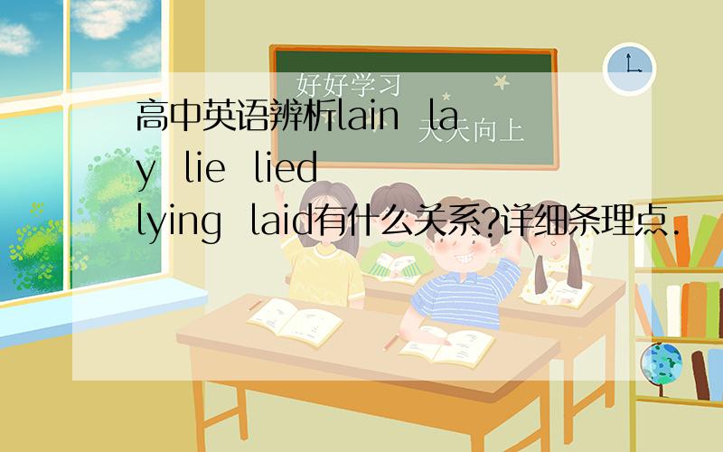 高中英语辨析lain  lay  lie  lied  lying  laid有什么关系?详细条理点.