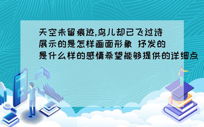 天空未留痕迹,鸟儿却已飞过诗展示的是怎样画面形象 抒发的是什么样的感情希望能够提供的详细点