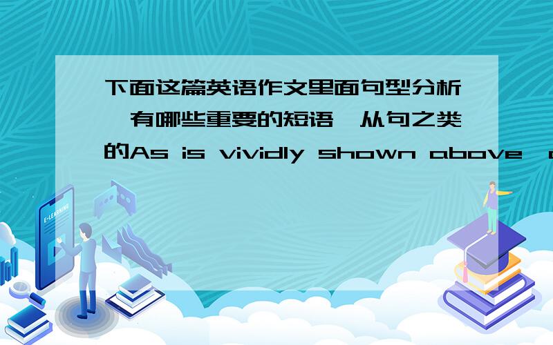 下面这篇英语作文里面句型分析,有哪些重要的短语,从句之类的As is vividly shown above,a teacher and a pupil standin front of a blackboard,talking regarding the relation of the Internet andeducation.The pupil,holding a smart-pho