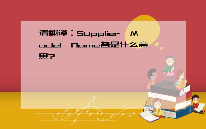 请翻译：Supplier、Model、Name各是什么意思?