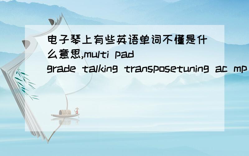 电子琴上有些英语单词不懂是什么意思,multi pad grade talking transposetuning ac mp /songmetronmestyle