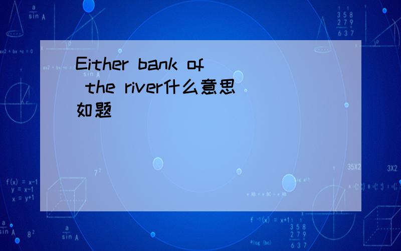 Either bank of the river什么意思如题